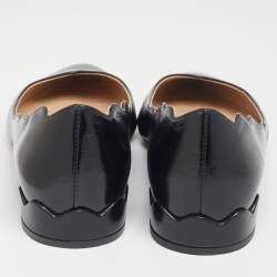 Pre Owned Chloé Black Scalloped Patent Leather Lauren Ballet Flats Size 36.5