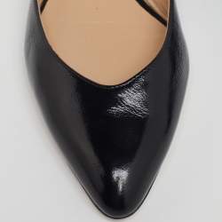 Pre Owned Chloé Black Scalloped Patent Leather Lauren Ballet Flats Size 36.5