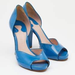 Chloe Blue Patent Leather Peep Toe D'orsay Pumps Size 36