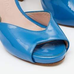Chloe Blue Patent Leather Peep Toe D'orsay Pumps Size 36