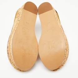 Chloe White Leather Cork Wedge  Sandals Size 39.5
