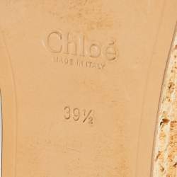 Chloe White Leather Cork Wedge  Sandals Size 39.5