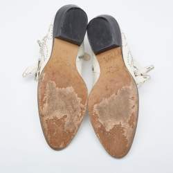 Pre Owned Chloe Cream Studded Leather Ankle Boots Size 37