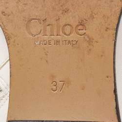 Pre Owned Chloe Cream Studded Leather Ankle Boots Size 37