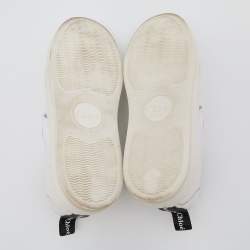 Pre Owned Chloé White Leather Lauren Logo Embroidered Slip On Sneakers Size 39