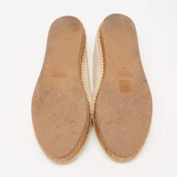 Pre Owned Chloe Off White Leather Embroidered Espadrilles Flats Size 41