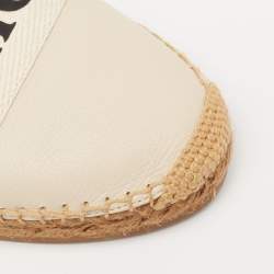 Pre Owned Chloe Off White Leather Embroidered Espadrilles Flats Size 41