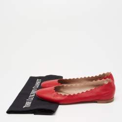 Pre Owned Chloe Red Leather Lauren Ballet Flats Size 36