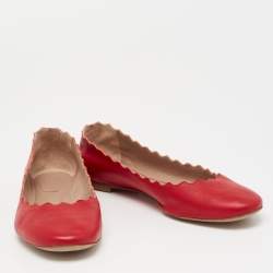 Pre Owned Chloe Red Leather Lauren Ballet Flats Size 36