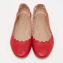 Pre Owned Chloe Red Leather Lauren Ballet Flats Size 36