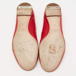 Pre Owned Chloe Red Leather Lauren Ballet Flats Size 36