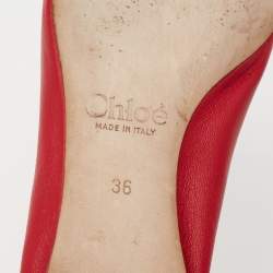 Pre Owned Chloe Red Leather Lauren Ballet Flats Size 36