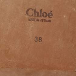 Pre Owned Chloe Off White Canvas Logo Ribbon Woody Flat Sandals Size 38