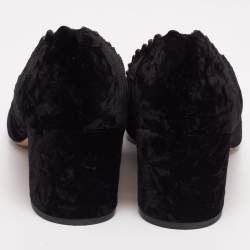 Pre Owned Chloe Black Velvet Lauren Scallop Trim Block Heel Pumps Size 38