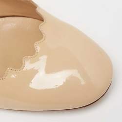 Pre Owned Chloe Beige Patent Leather Lauren Round Toe Pumps Size 39