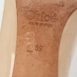 Pre Owned Chloe Beige Patent Leather Lauren Round Toe Pumps Size 39