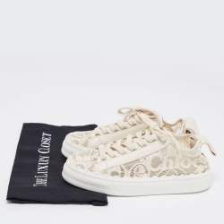 Pre Owned Chloe Cream Lace And Leather Lauren Lace Up Sneakers Size 37