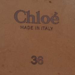 Chloé Off White Canvas Logo Ribbon Woody Flat Sandals Size 36