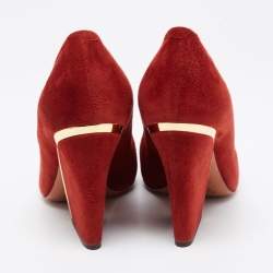 Pre Owned Chloe Brick Red Suede Beckie Pumps Size 37