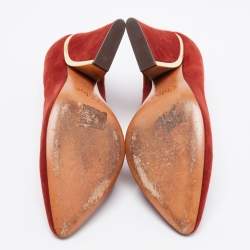 Pre Owned Chloe Brick Red Suede Beckie Pumps Size 37