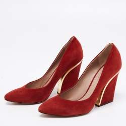 Pre Owned Chloe Brick Red Suede Beckie Pumps Size 37