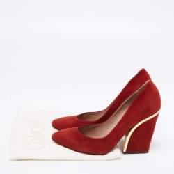 Pre Owned Chloe Brick Red Suede Beckie Pumps Size 37
