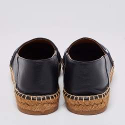Pre Owned Chloe Black Leather Woody Flat Espadrilles Size 41