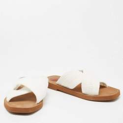 Chloe White Woody Crocheted Slides Sandals Size 40