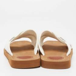 Chloe White Woody Crocheted Slides Sandals Size 40
