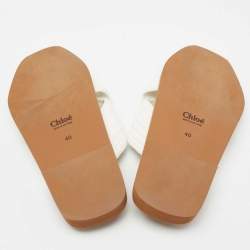 Chloe White Woody Crocheted Slides Sandals Size 40