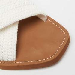 Chloe White Woody Crocheted Slides Sandals Size 40