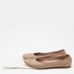 Pre Owned Chloe Dusty Pink Scalloped Leather Lauren Ballet Flats Size 39