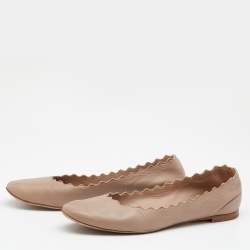 Pre Owned Chloe Dusty Pink Scalloped Leather Lauren Ballet Flats Size 39