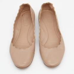 Pre Owned Chloe Dusty Pink Scalloped Leather Lauren Ballet Flats Size 39