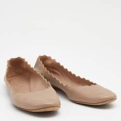 Pre Owned Chloe Dusty Pink Scalloped Leather Lauren Ballet Flats Size 39
