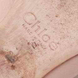 Pre Owned Chloe Beige Leather Lauren Scalloped Ankle Strap Ballet Flats Size 37