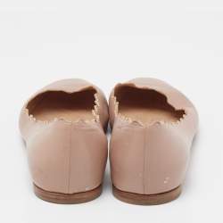 Pre Owned Chloe Dusty Pink Scalloped Leather Lauren Ballet Flats Size 38.5