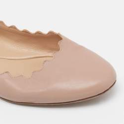 Pre Owned Chloe Dusty Pink Scalloped Leather Lauren Ballet Flats Size 38.5