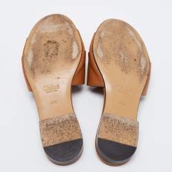 Pre Owned Chloe Brown Suede And Leather Flat Sandals Size 40.5