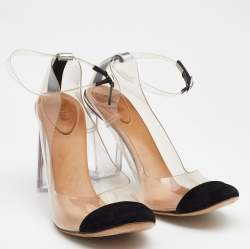 Chloe Black/White Suede And PVC Block Heel Sandals Size 41.5