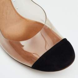 Chloe Black/White Suede And PVC Block Heel Sandals Size 41.5