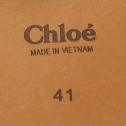 Chloe Beige Canvas Woody Logo Flat Slides Size 41