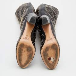 Pre Owned Chloe Black Leather Embellished Knee Length Boots Size 37