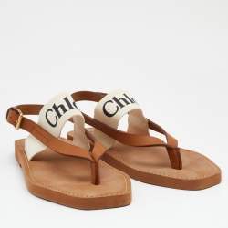 Pre Owned Chloe Brown Woody Thong Slingback Flat Sandals Size 39