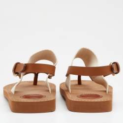 Pre Owned Chloe Brown Woody Thong Slingback Flat Sandals Size 39