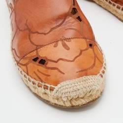 Pre Owned Chloe Brown Leather Espadrille Flats Size 40