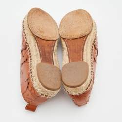 Pre Owned Chloe Brown Leather Espadrille Flats Size 40
