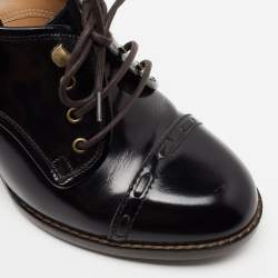 Pre Owned Chloe Black Patent Leather Lace-Up Derby Ankle Boots Size 40