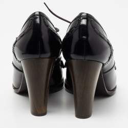 Pre Owned Chloe Black Patent Leather Lace-Up Derby Ankle Boots Size 40