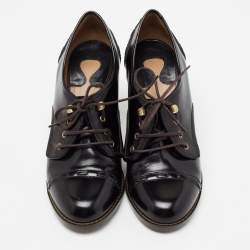 Pre Owned Chloe Black Patent Leather Lace-Up Derby Ankle Boots Size 40